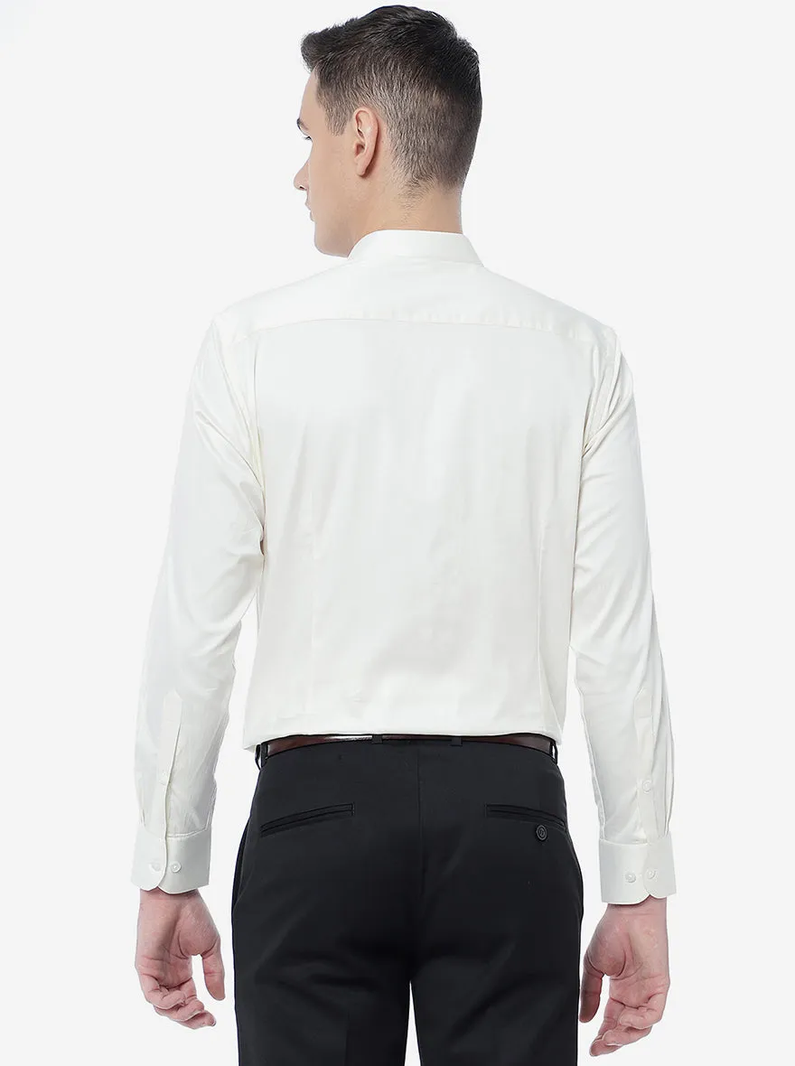 White Solid Slim Fit Formal Shirt | Metal