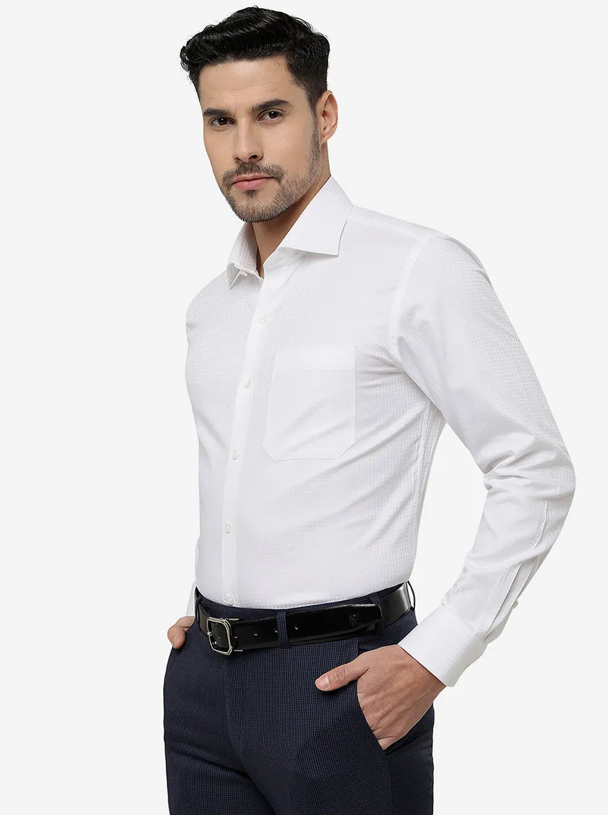 White Solid Slim Fit Formal Shirt | Metal