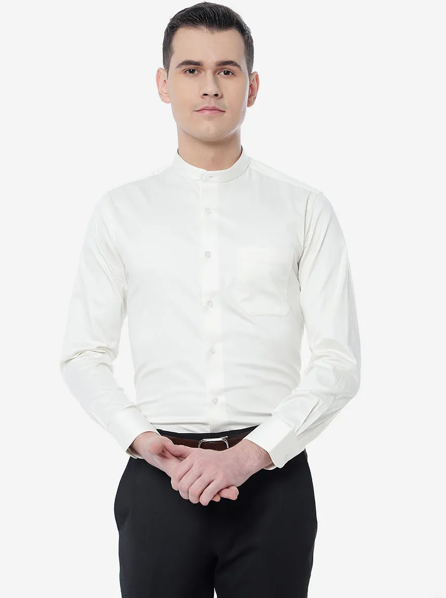 White Solid Slim Fit Formal Shirt | Metal