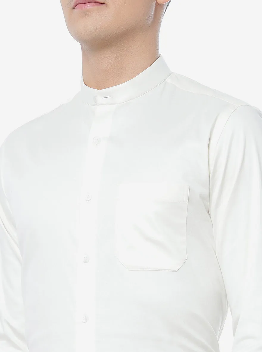 White Solid Slim Fit Formal Shirt | Metal