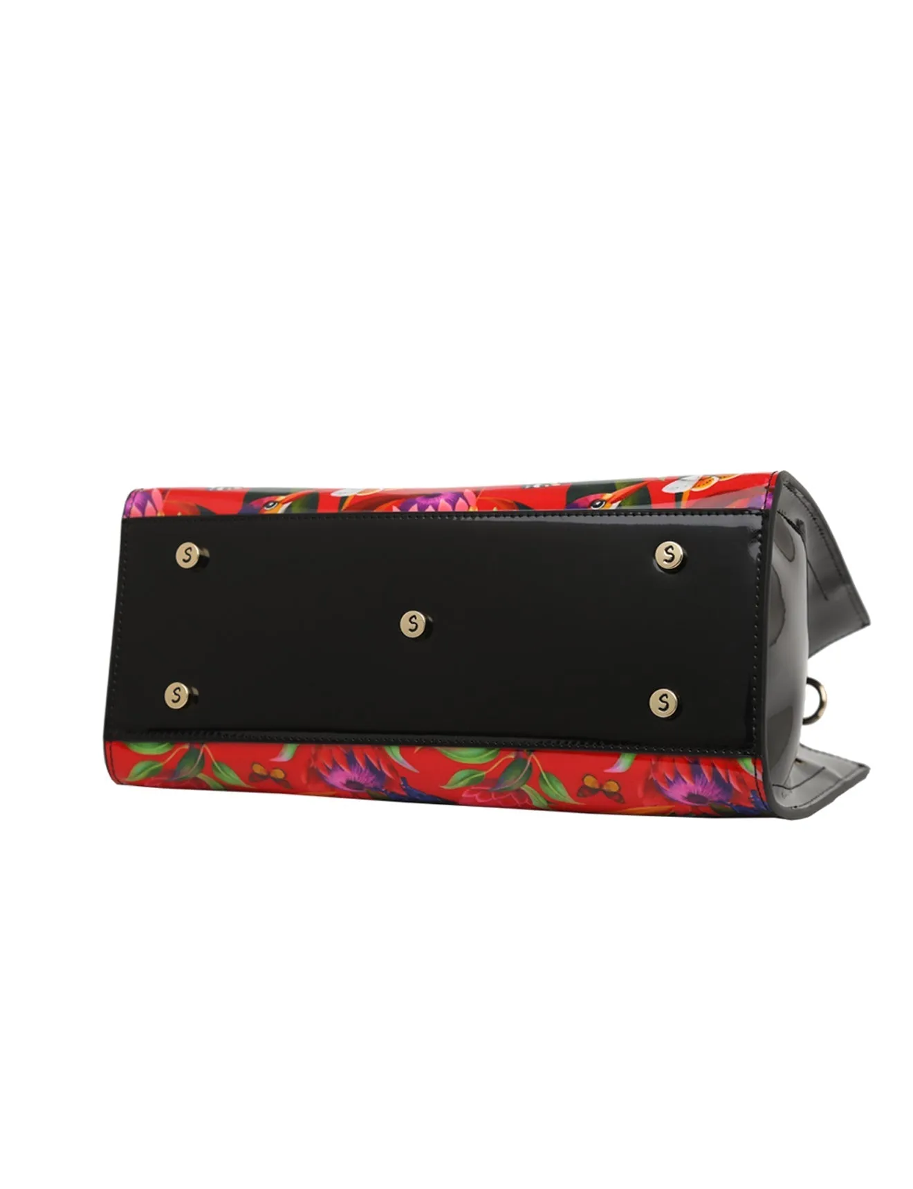 WILDFLOWER PATENT LEATHER GRIP HANDLE BAG- SN24-0821- SALE