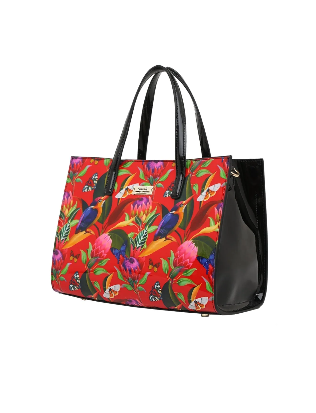 WILDFLOWER PATENT LEATHER GRIP HANDLE BAG- SN24-0821- SALE