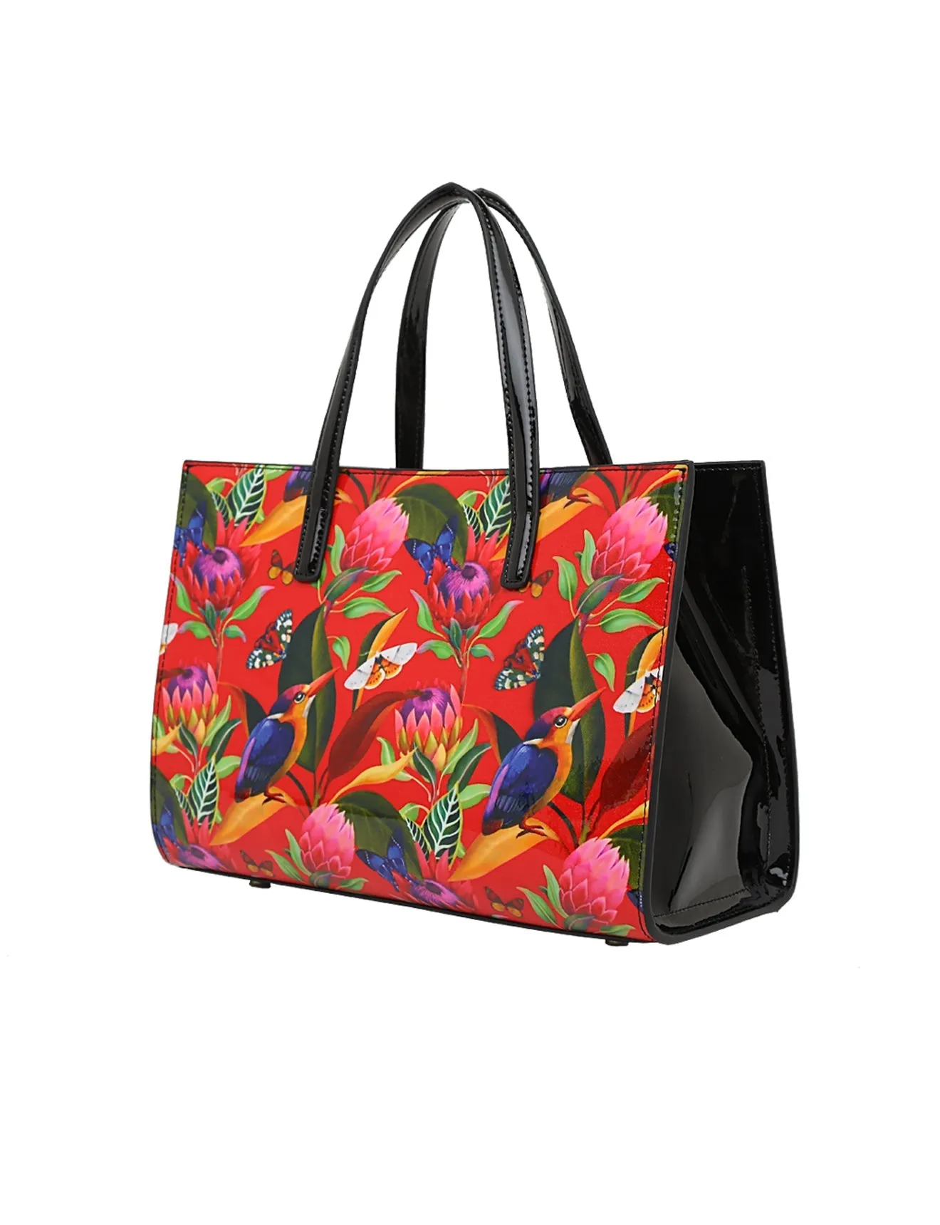 WILDFLOWER PATENT LEATHER GRIP HANDLE BAG- SN24-0821- SALE