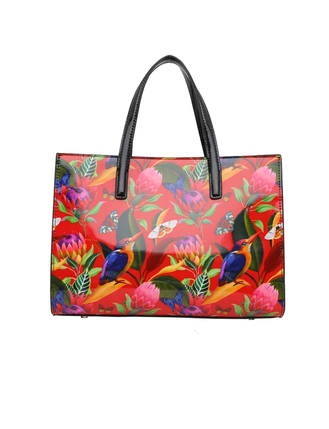 WILDFLOWER PATENT LEATHER GRIP HANDLE BAG- SN24-0821- SALE