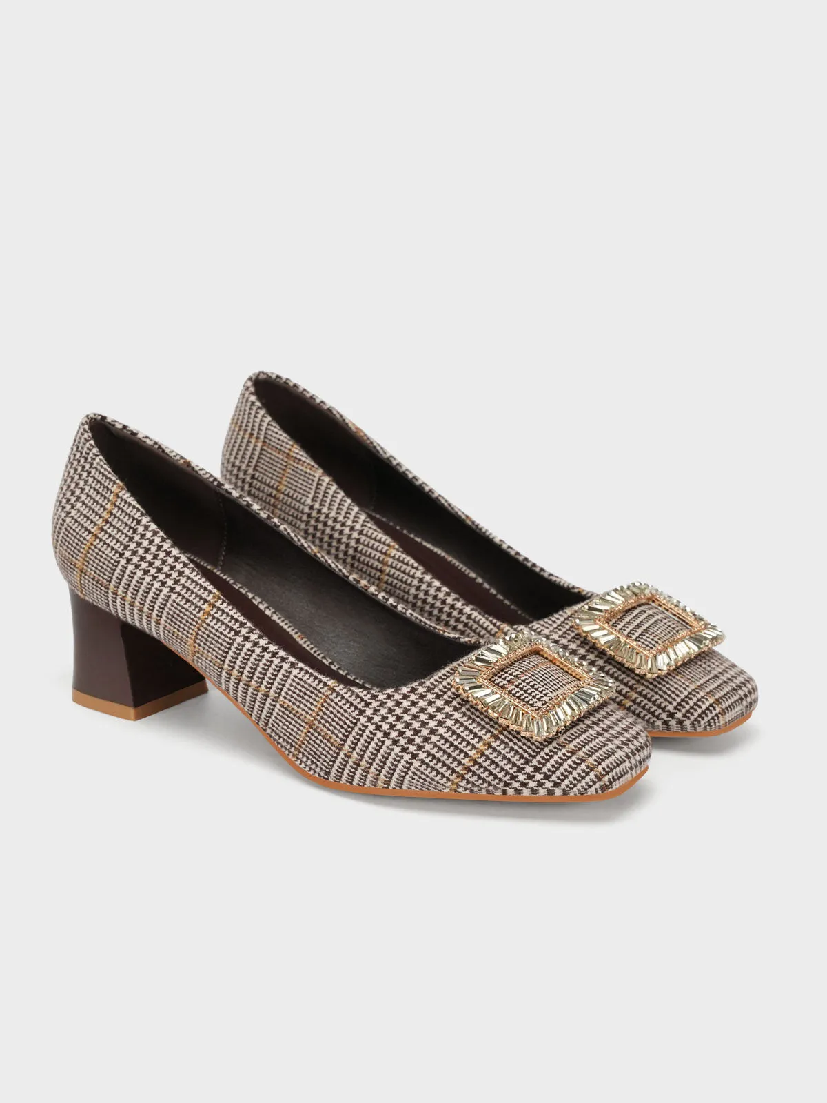 Women's "RAGNAR" Decorated Block Heel Courts